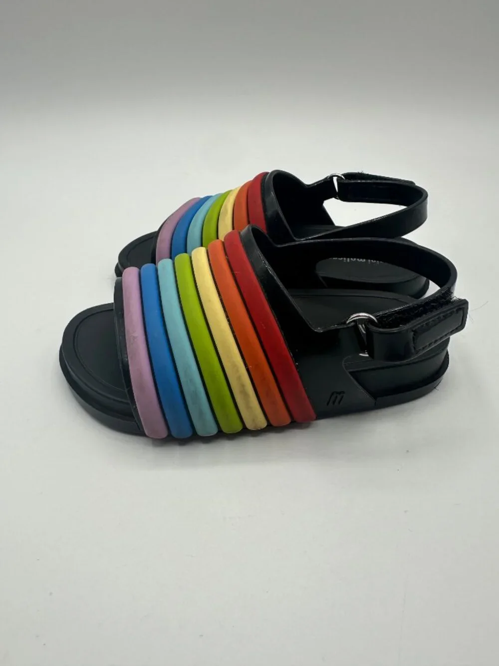 Mini Melissa Beach Slide Sandals Rainbow Black Girls Toddler US 8